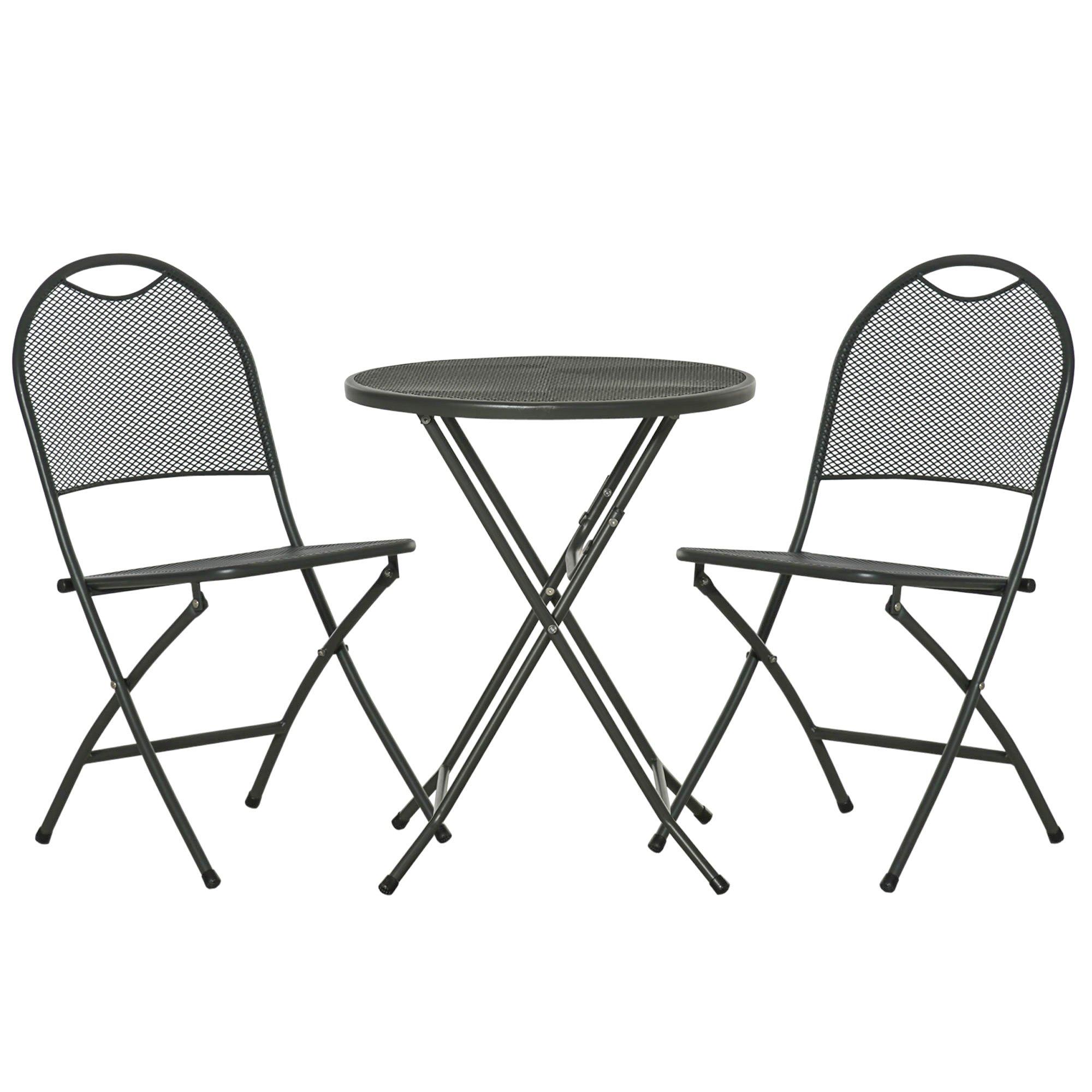 3 Piece Garden Bistro Set with Foldable Design Round Dining Table